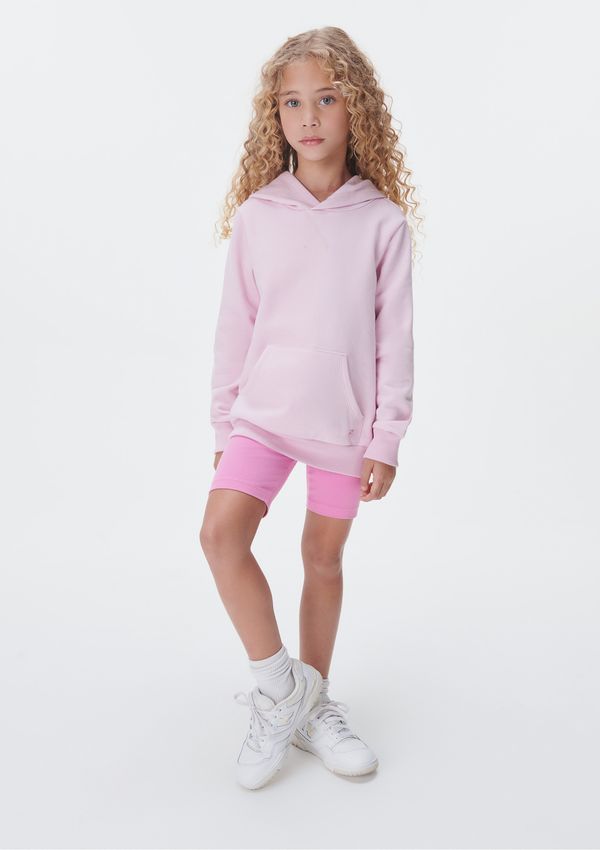 Blusão Básico Infantil Unissex Em Moletom Com Capuz - Rosa 006