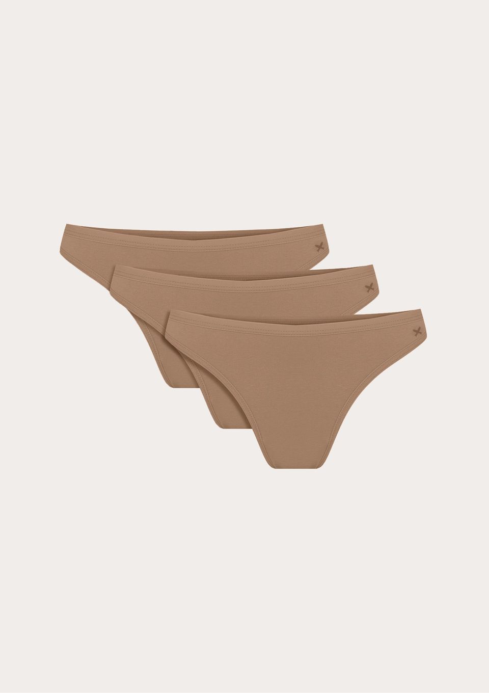 Kit 3 Calcinhas Tanga em Malha - Bege
