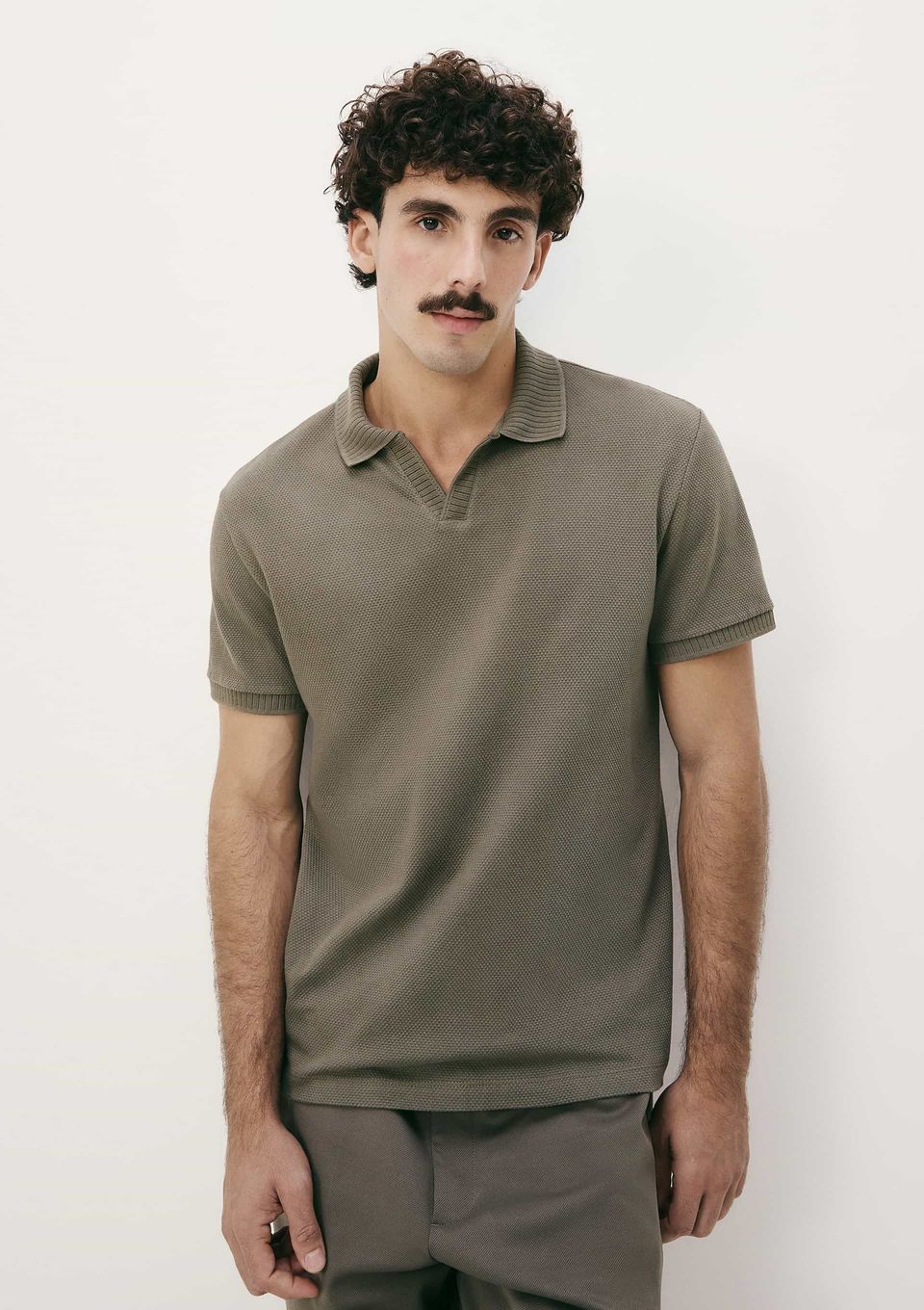 Camisa Polo Masculina Manga Curta Texturizada - Verde
