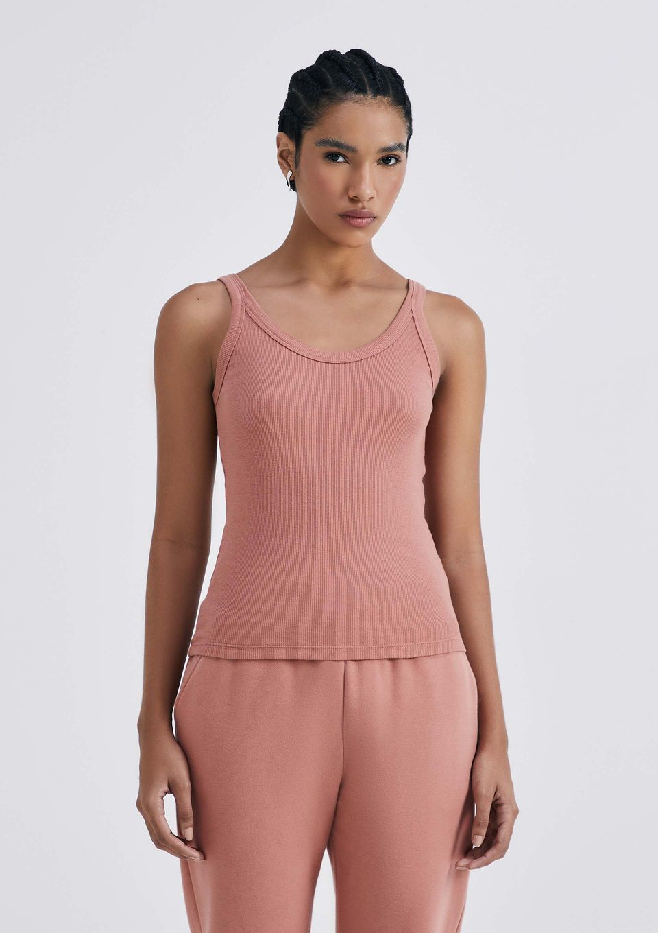 Regata Básica Feminina Slim Rib - Marsala