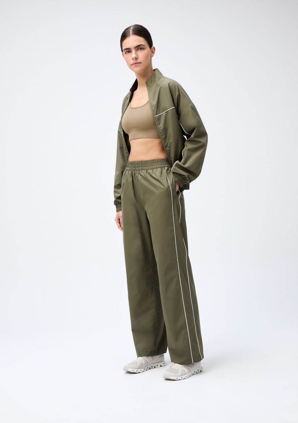 Calça Esportiva Feminina com Listras - Verde