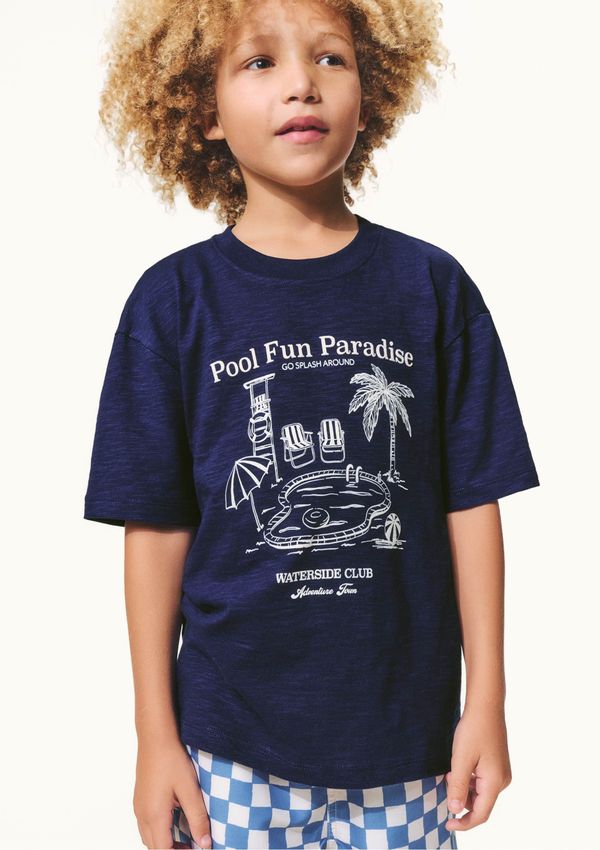 Camiseta Oversized Infantil Menino Estampada - Azul 008