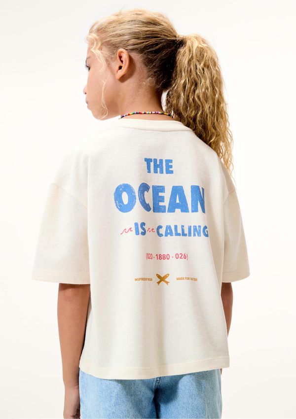 Blusa Infantil Menina Oversized Estampada - Off white 012