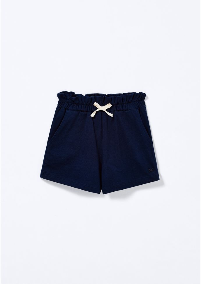 Shorts Básico Infantil Menina Clochard Em Moletom - Azul