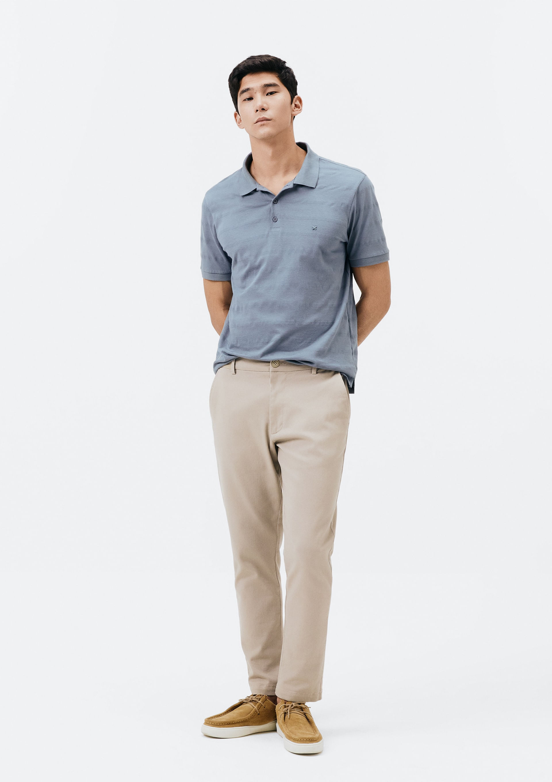 Calça Em Sarja Masculina Taper Chino - Bege