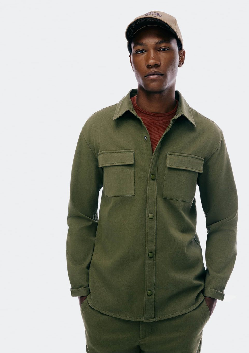 Camisa Masculina Manga Longa em Sarja - Verde