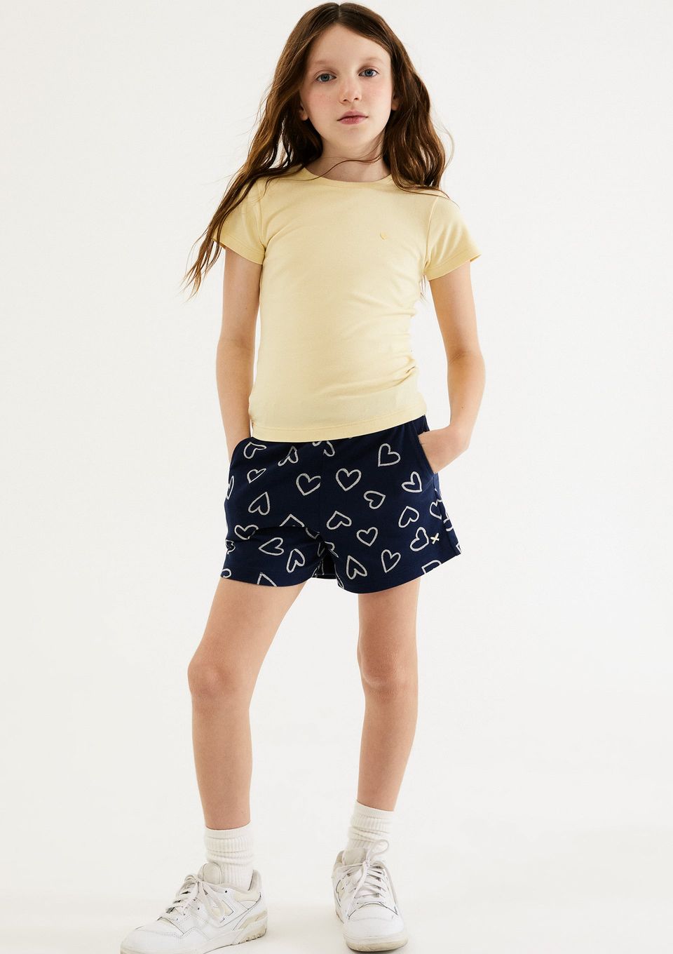Shorts Básico Infantil Menina Clochard Estampado - Azul