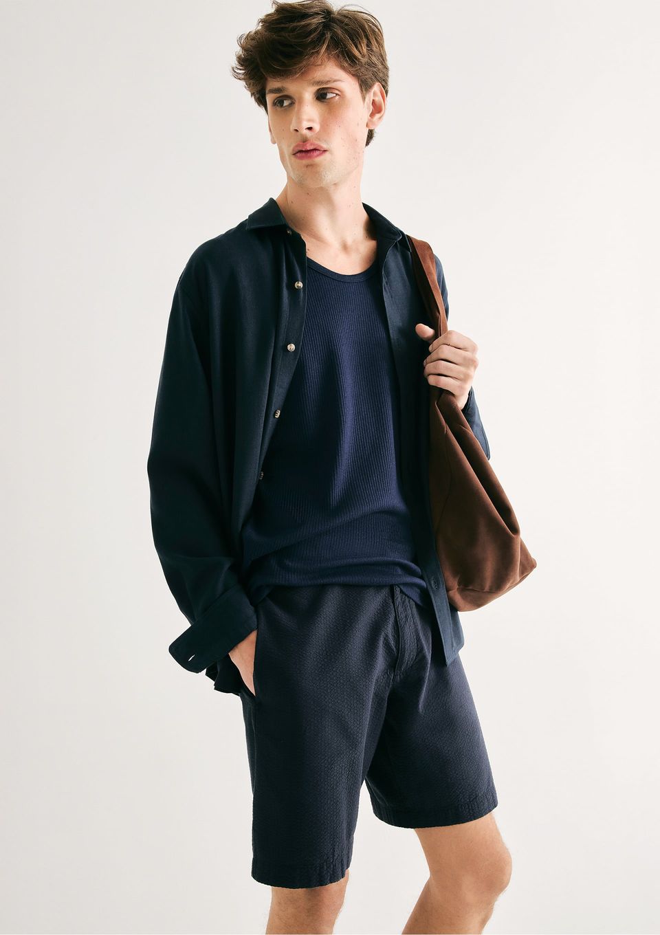 Bermuda Masculina Reta Anarruga - Azul