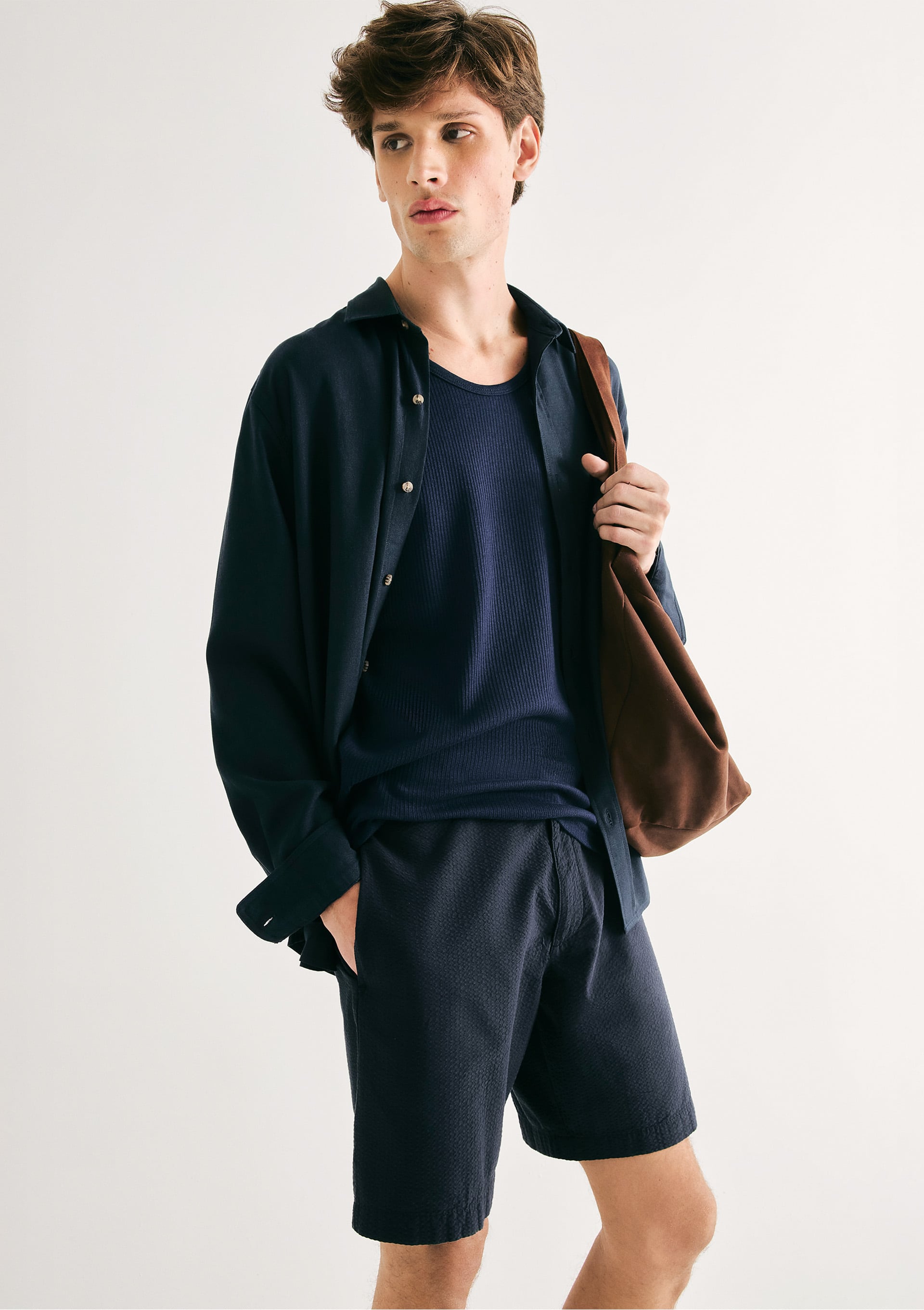 Bermuda Masculina Reta Anarruga - Azul