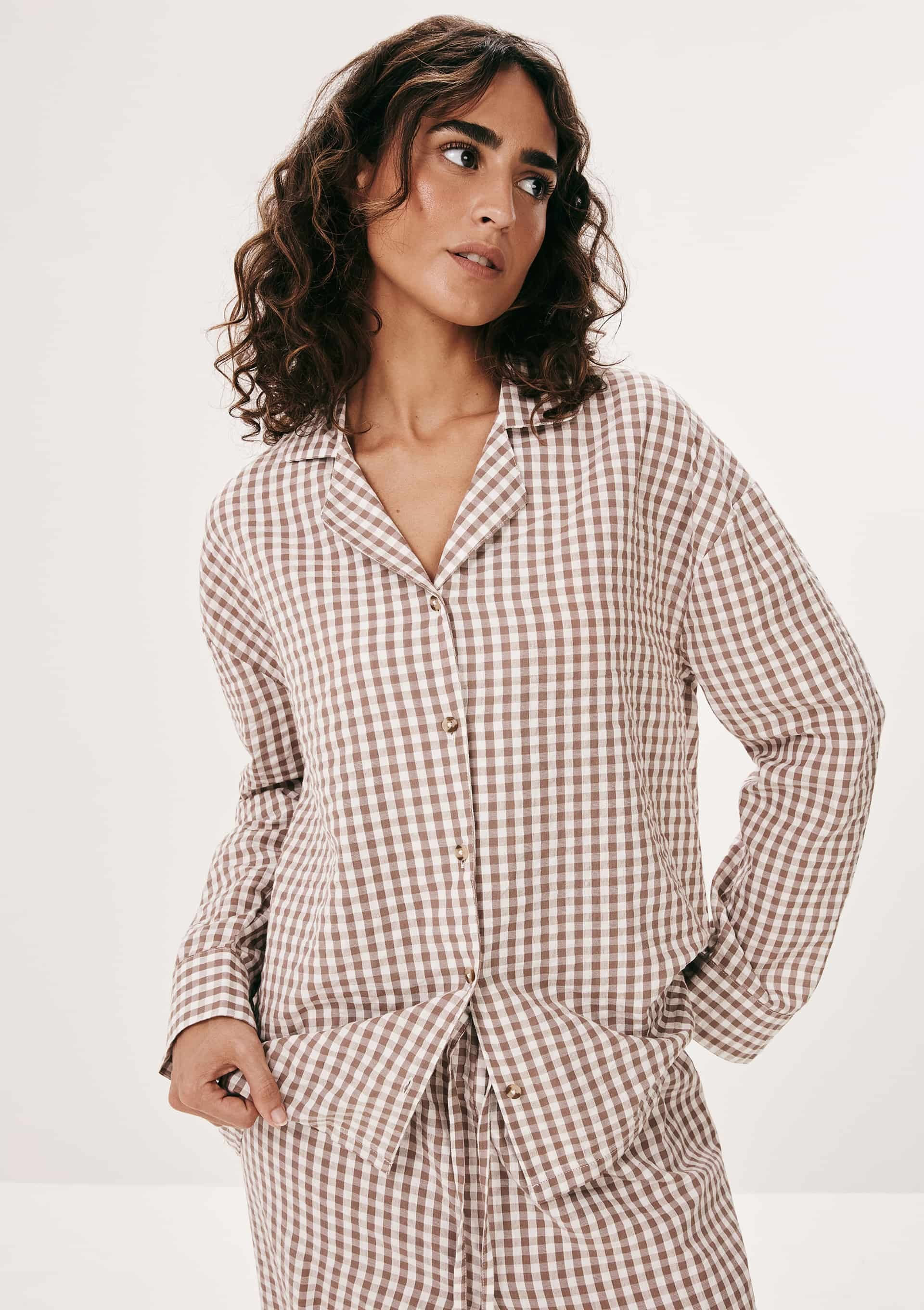 Camisa Feminina Fio Tinto Anarruga Oversized - Marrom