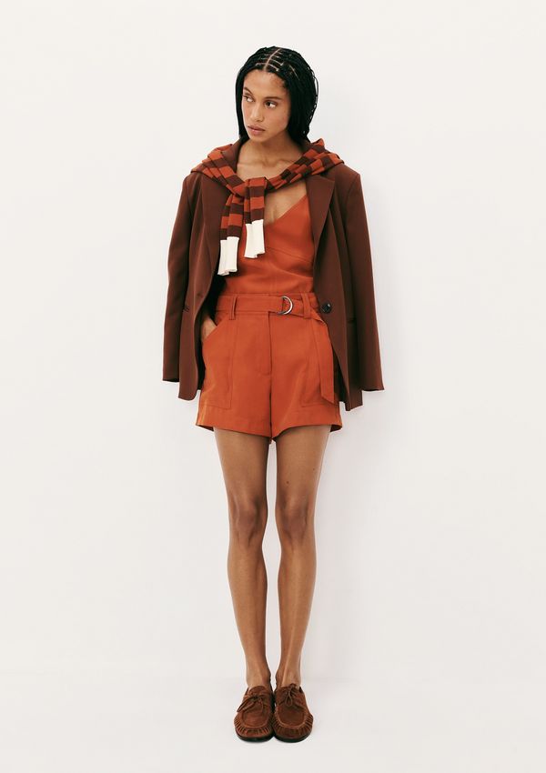 Shorts Feminino Em Peach Touch Com Cinto - Terracota 034