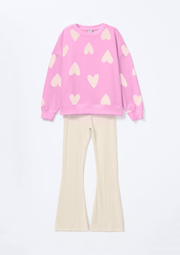 Conjunto Infantil Menina Oversized Estampado - Rosa 006