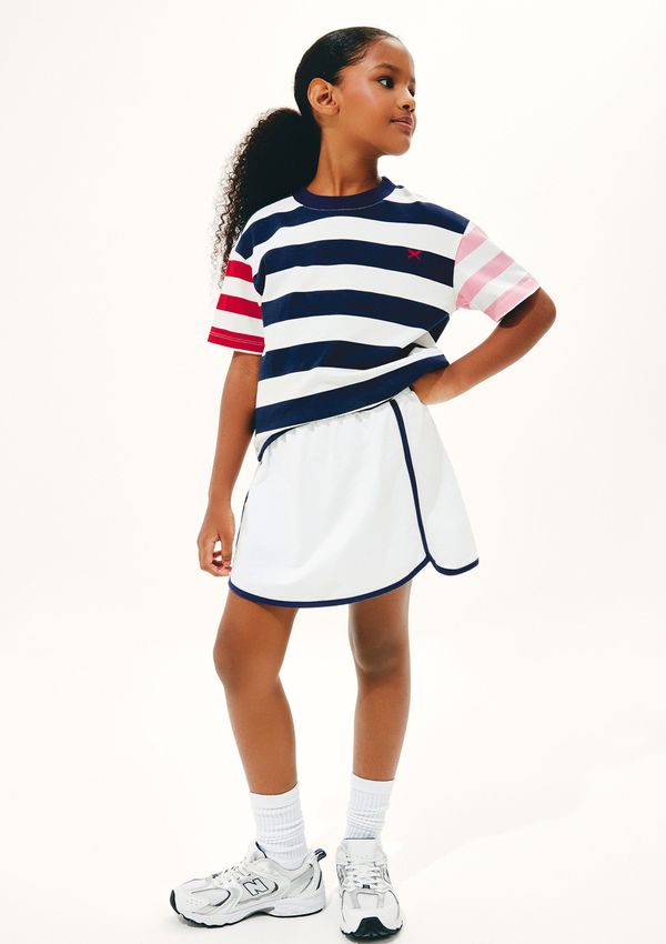 Shorts Saia Infantil Com Frisos Contrastantes - Off white 004