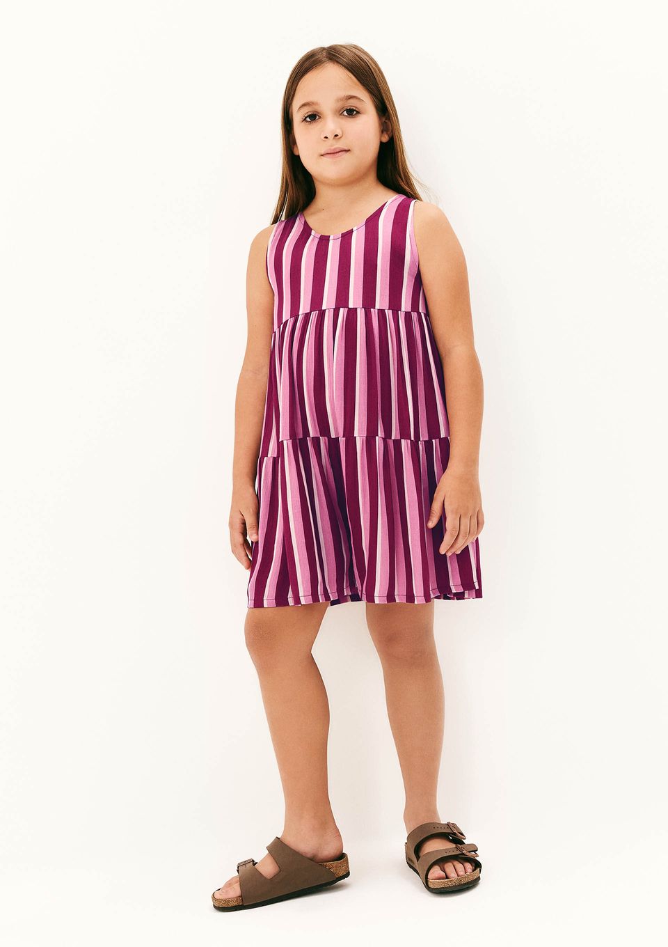 Macaquinho Regata Infantil Menina Godê em Viscose - Rosa
