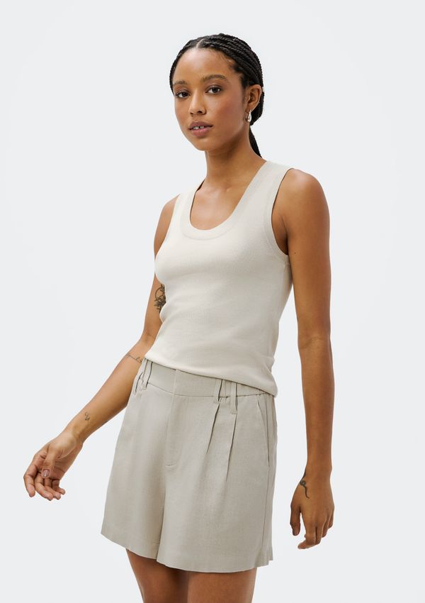 Shorts Feminino De Alfaiataria Em Linho - Cinza 036
