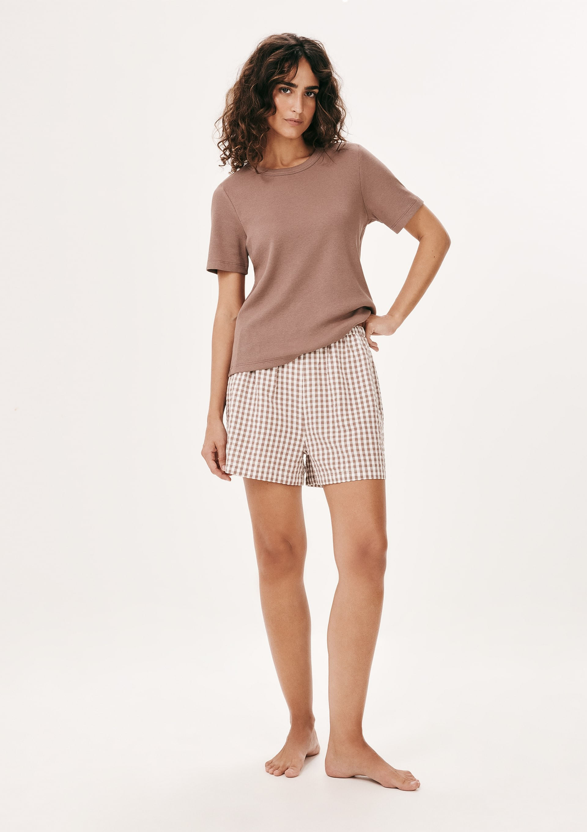 Shorts Feminino 1880 Textura Anarruga - Marrom