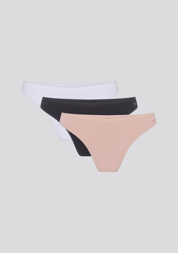 Kit 3 Calcinhas Tanga Em Malha - Multicolorido G