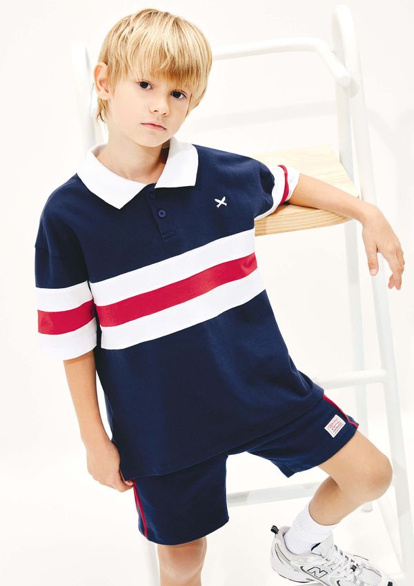 Bermuda 1880 Infantil Menino Com Patch - Azul 010