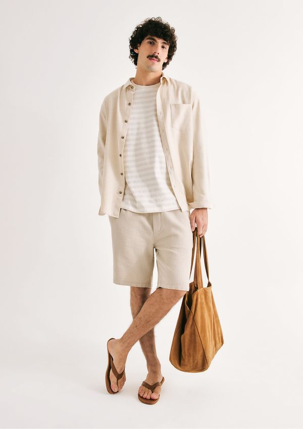 Bermuda Masculina Texturizada - Creme XXG