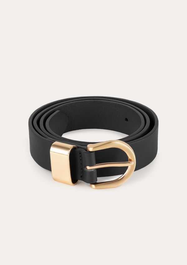 Cinto Feminino Pu Com Fivela Dourada - Preto P