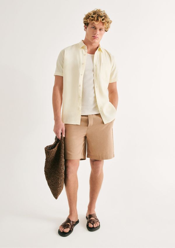 Bermuda Masculina Reta Texturizada - Bege XG