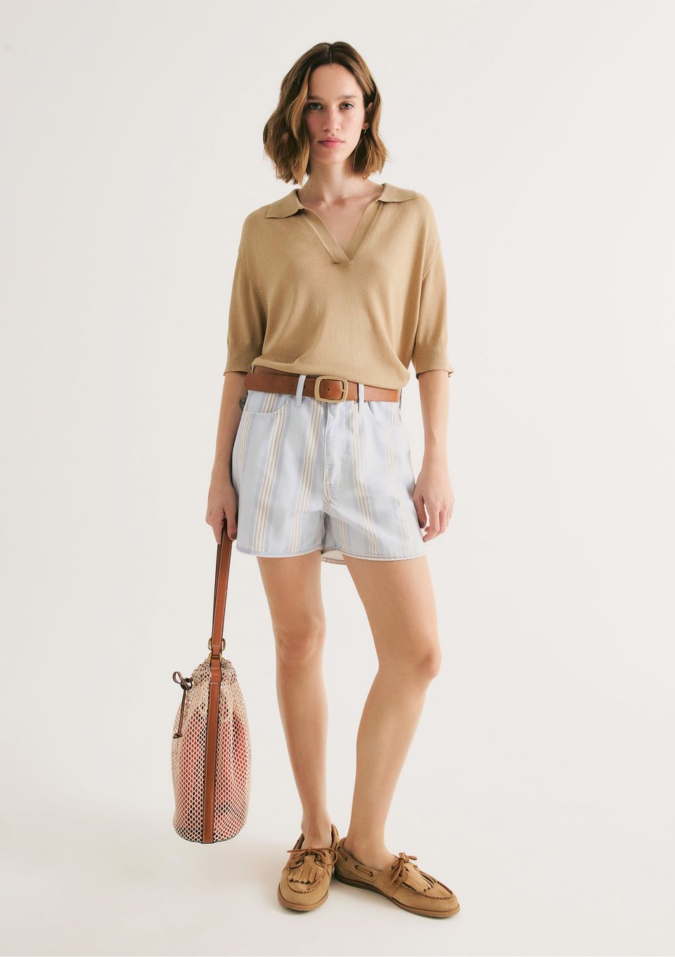 Shorts Feminino Cintura Baixa em Sarja - Azul
