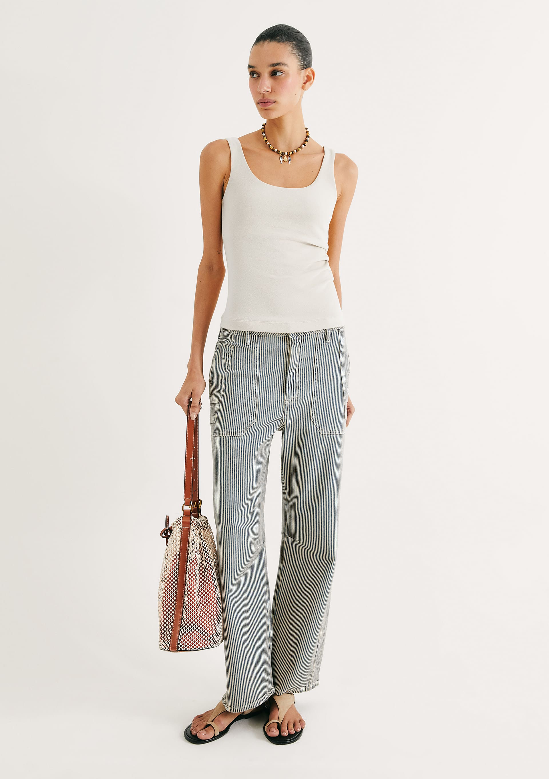 Regata Feminina Drapeada Em Ribana - Off white