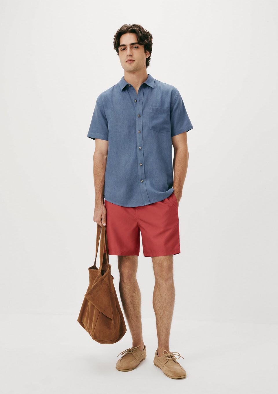 Shorts Praia Básico Masculino - Vermelho
