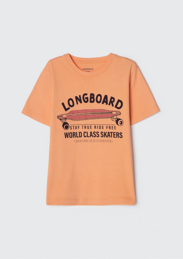 Camiseta Infantil Menino Manga Curta Com Estampa - Laranja 006