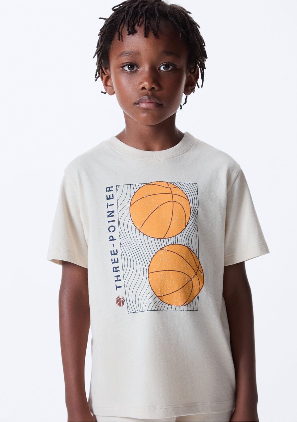 Camiseta Infantil Menino Manga Curta com Estampa - Off White