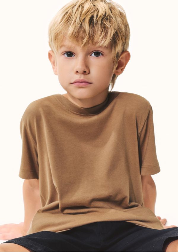Camiseta Básica Infantil Menino Manga Curta Slim - Caqui 010