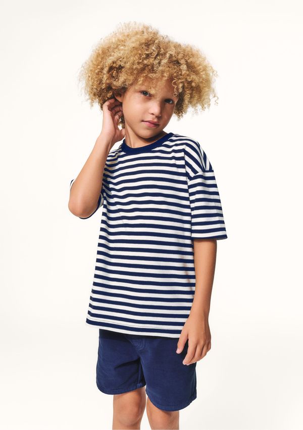 Camiseta Infantil Menino Fio Tinto Oversized - Azul 016