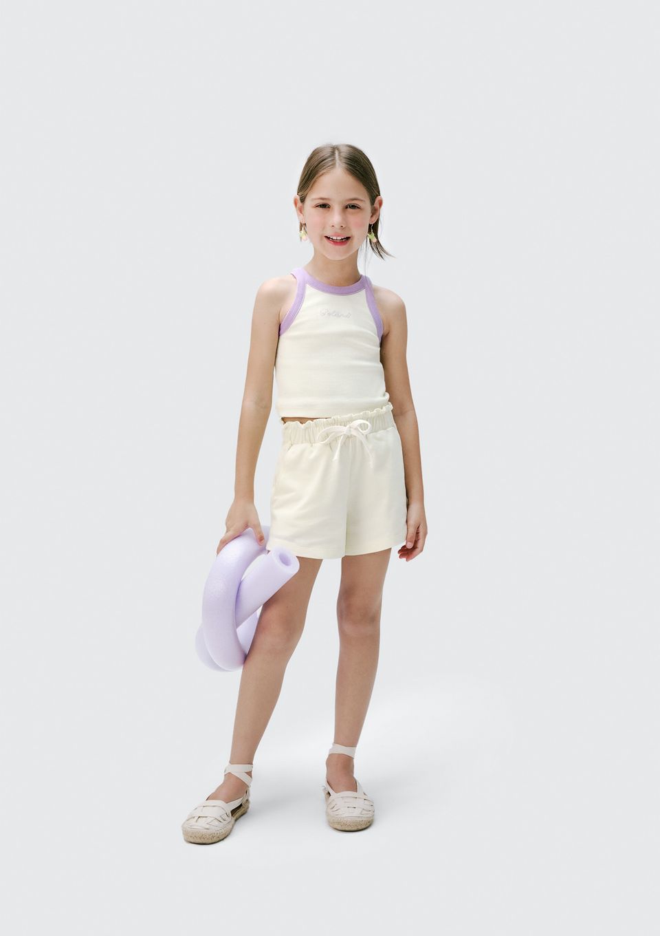 Regata Cropped Infantil Menina em Ribana - Amarelo