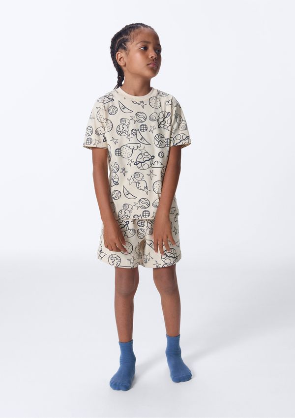 Pijama Curto Infantil Estampado - Off white 014