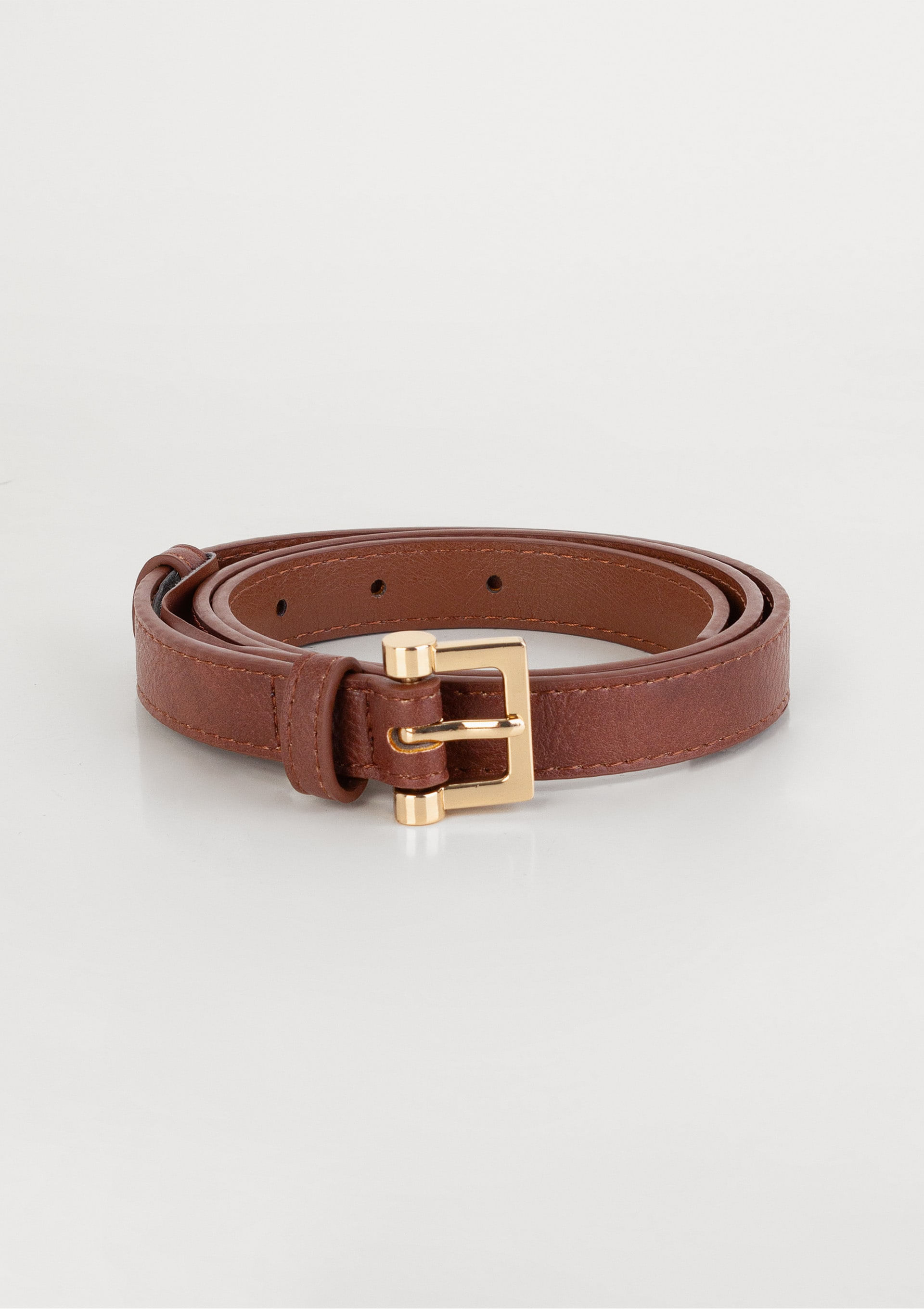 Cinto Feminino Fino Em PU - Marrom