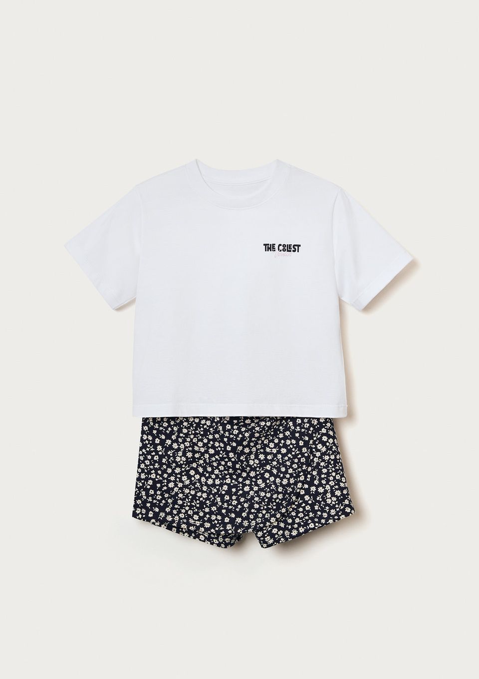 Conjunto Curto Infantil Menina Estampado - Branco