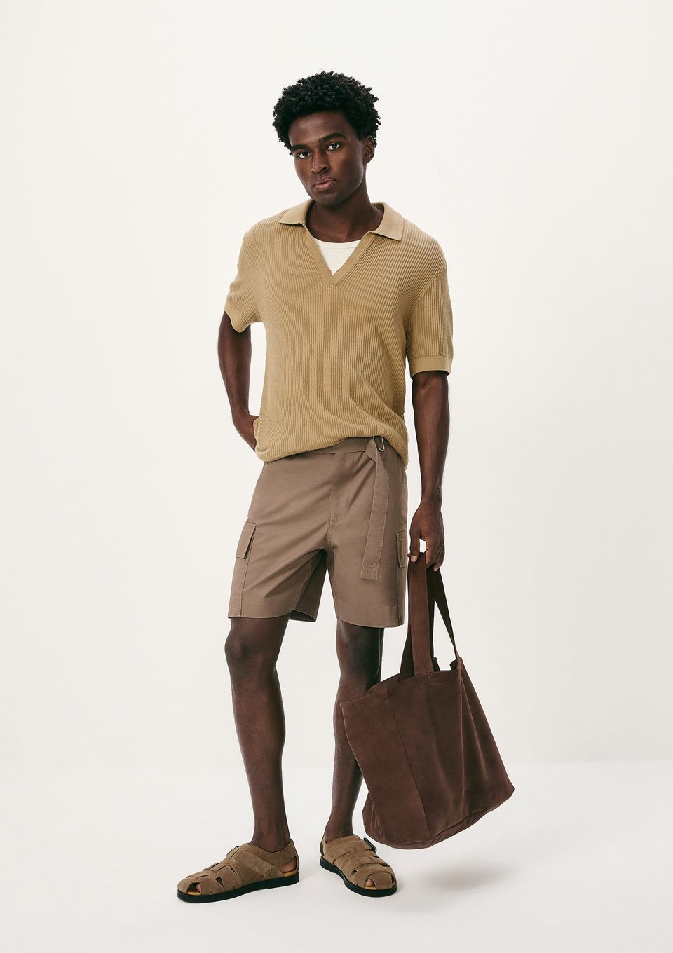 Bermuda Masculina Cargo em Algodão - Marrom
