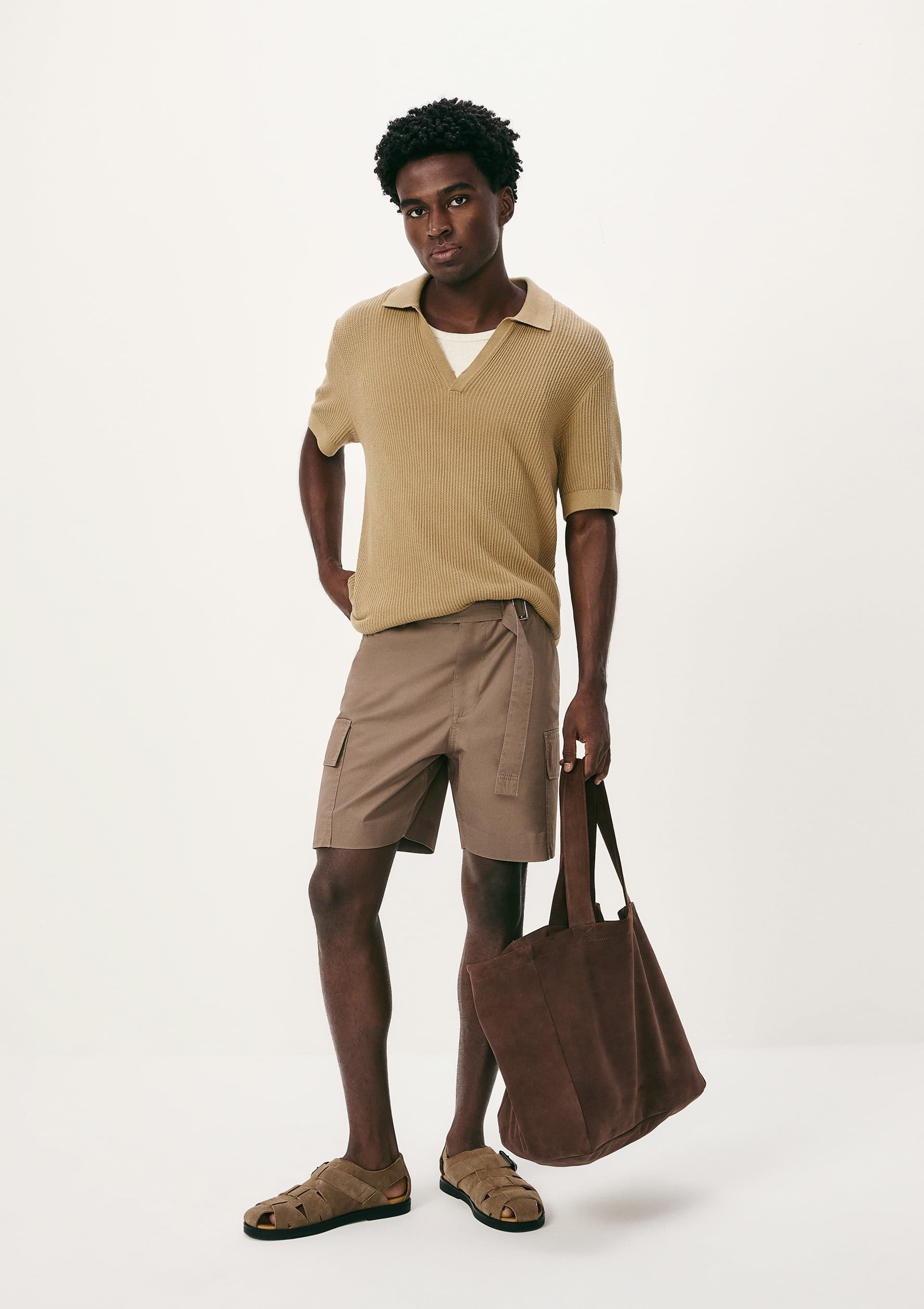 Bermuda Masculina Cargo Em Algodão - Marrom