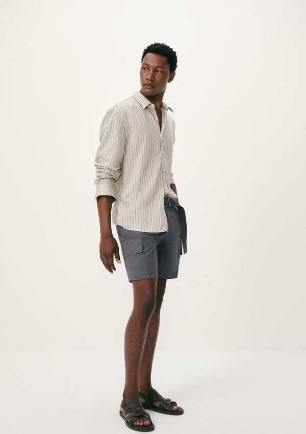 Bermuda Masculina Cargo Em Algodão - Azul 040