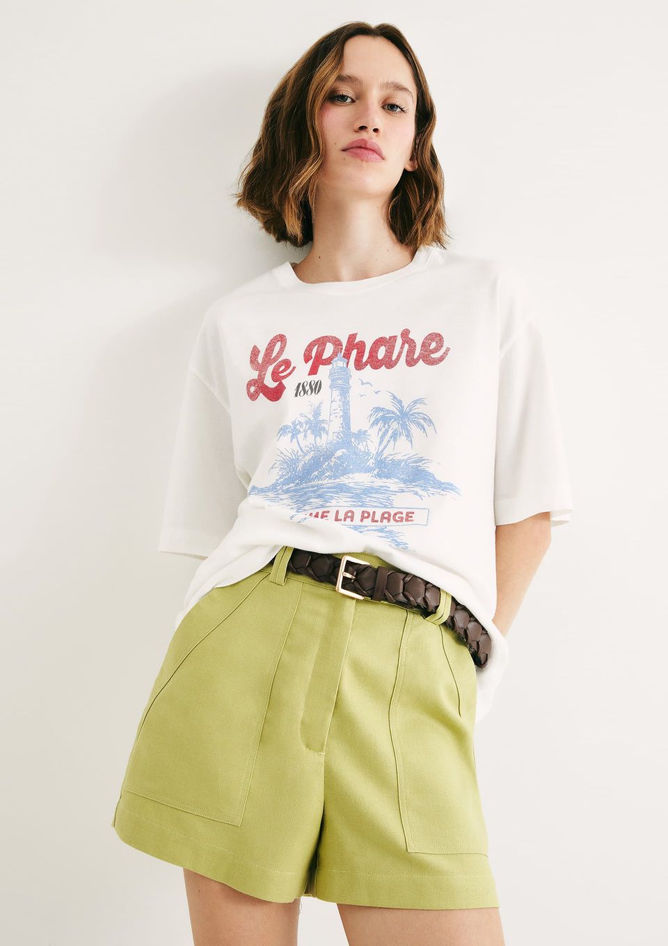 Shorts Feminino Cintura Alta em Alfaiataria - Verde