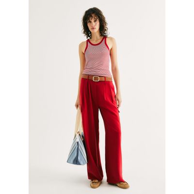 Calça Feminina Cargo Em Peach Touch - Vermelho