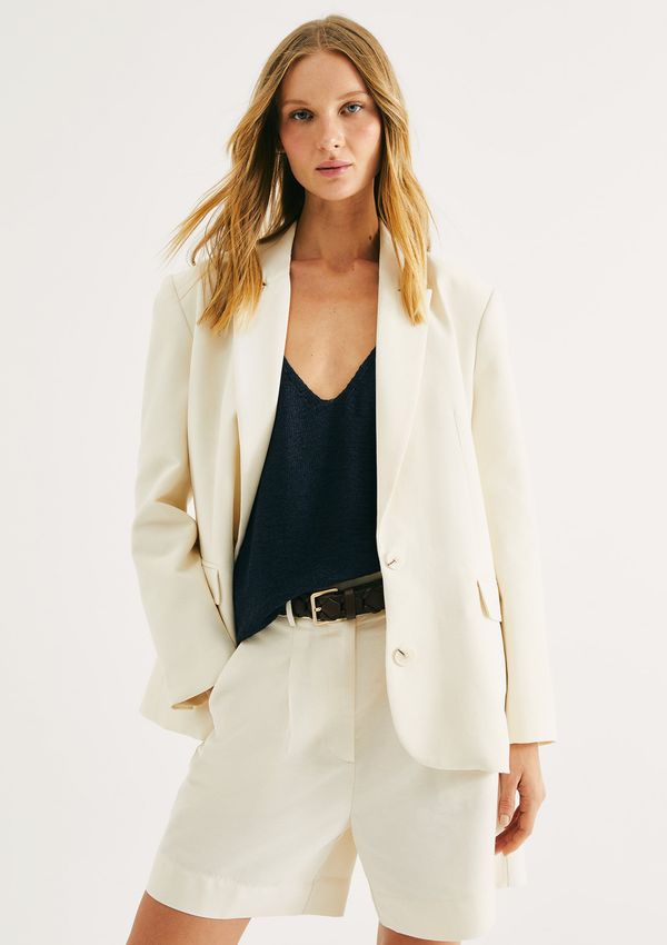 Blazer Feminino Oversized Com Linho - Creme XP