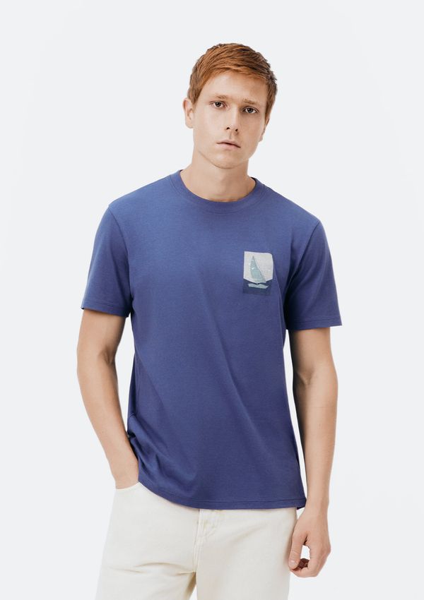 Camiseta Masculina Manga Curta Com Estampa - Azul EXG