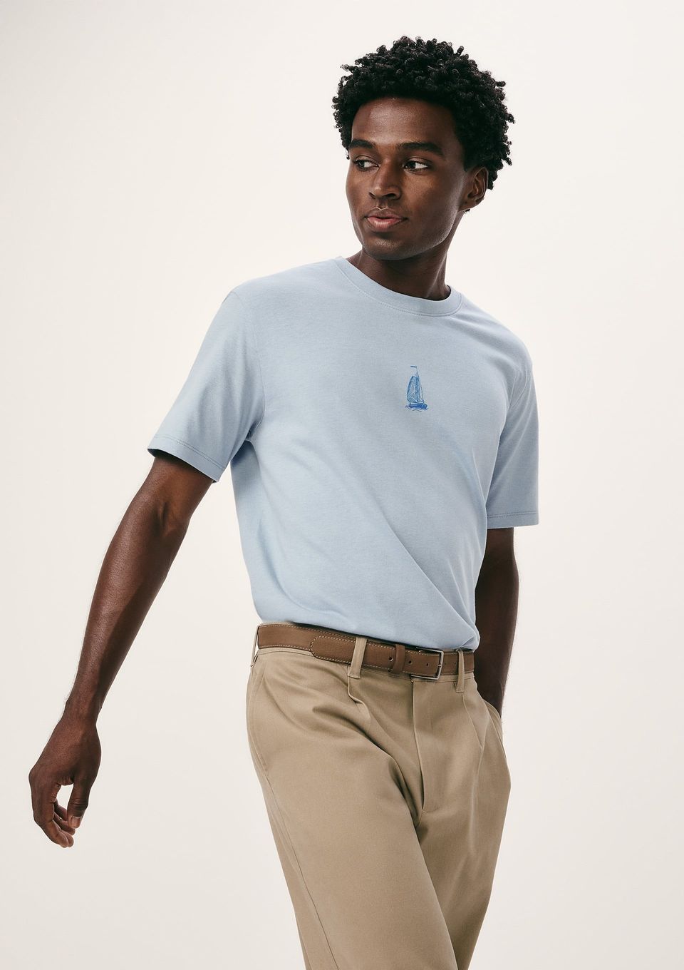 Camiseta Masculina Manga Curta com Estampa - Azul