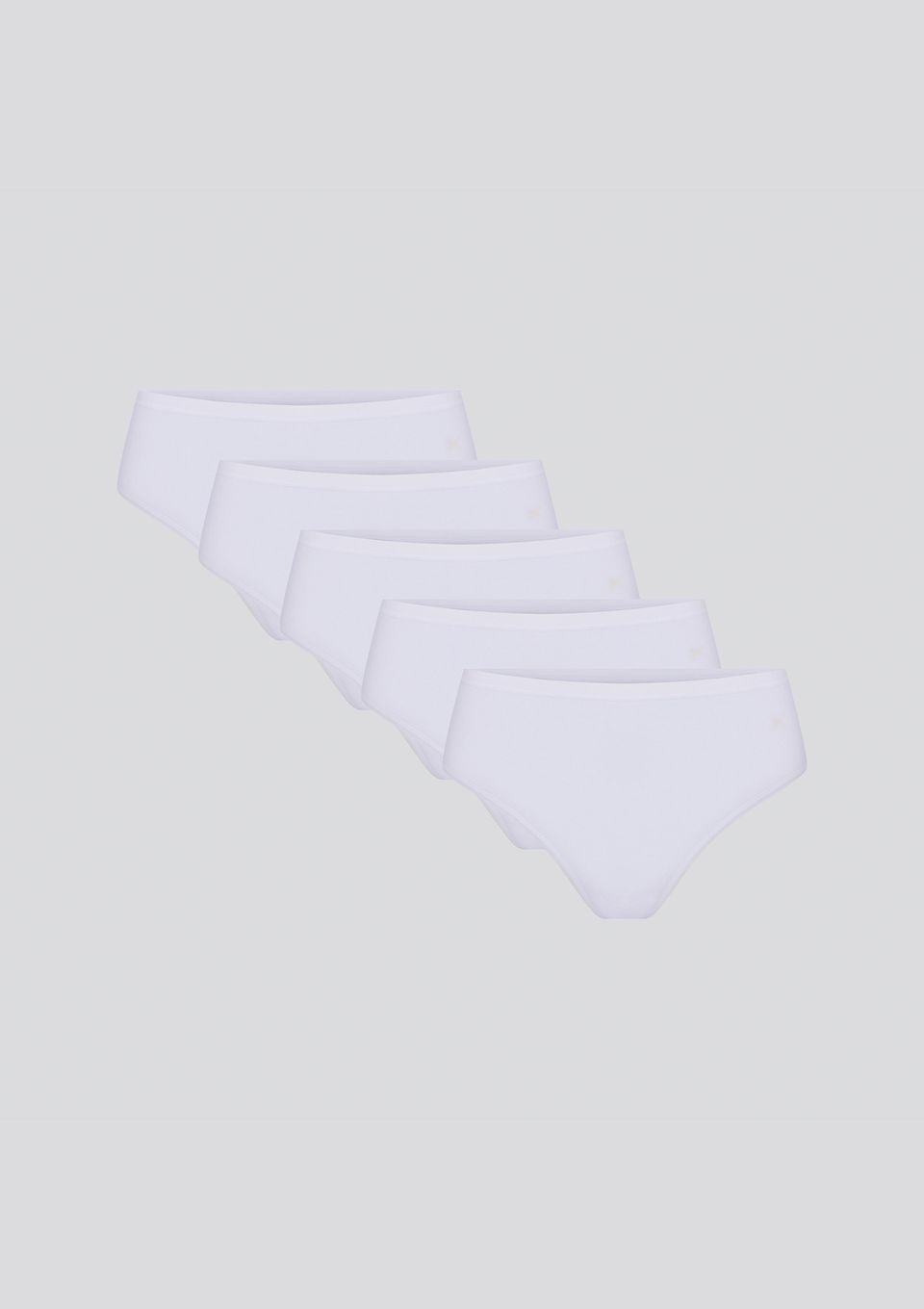 Kit 5 Calcinhas Básicas Caleçon em Algodão - Branco
