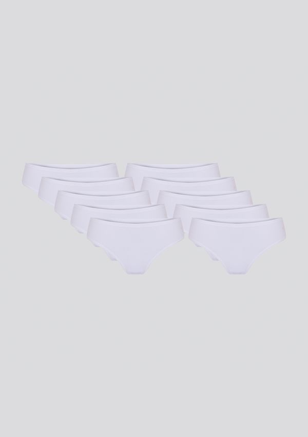 Kit 10 Calcinhas Básicas Biquíni Em Algodão - Branco G