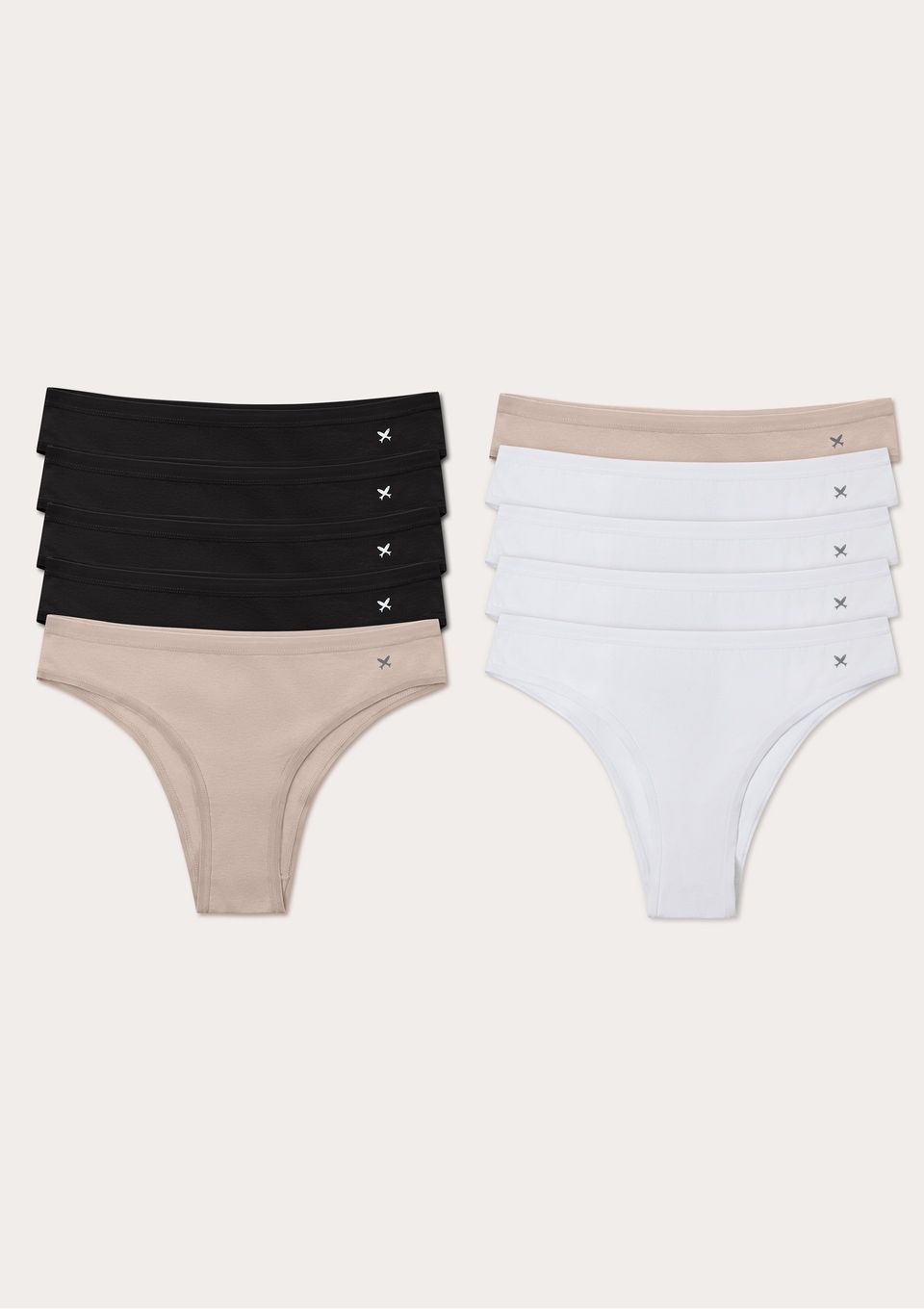 Kit 10 Calcinhas Básicas Tanga em Algodão - Multicolorido