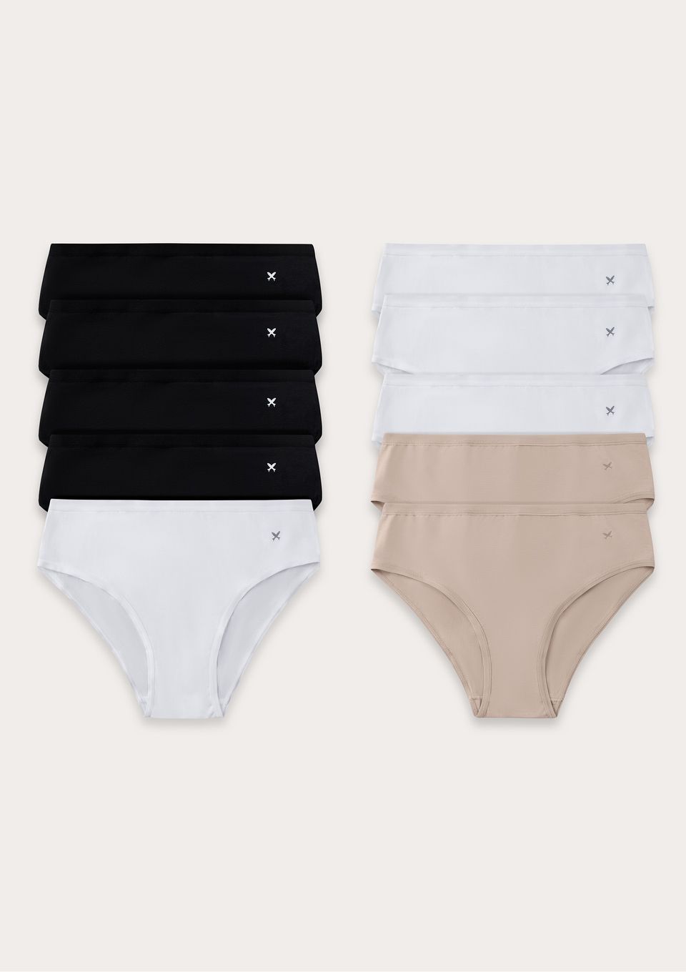 Kit 10 Calcinhas Básicas Caleçon em Algodão - Multicolorido