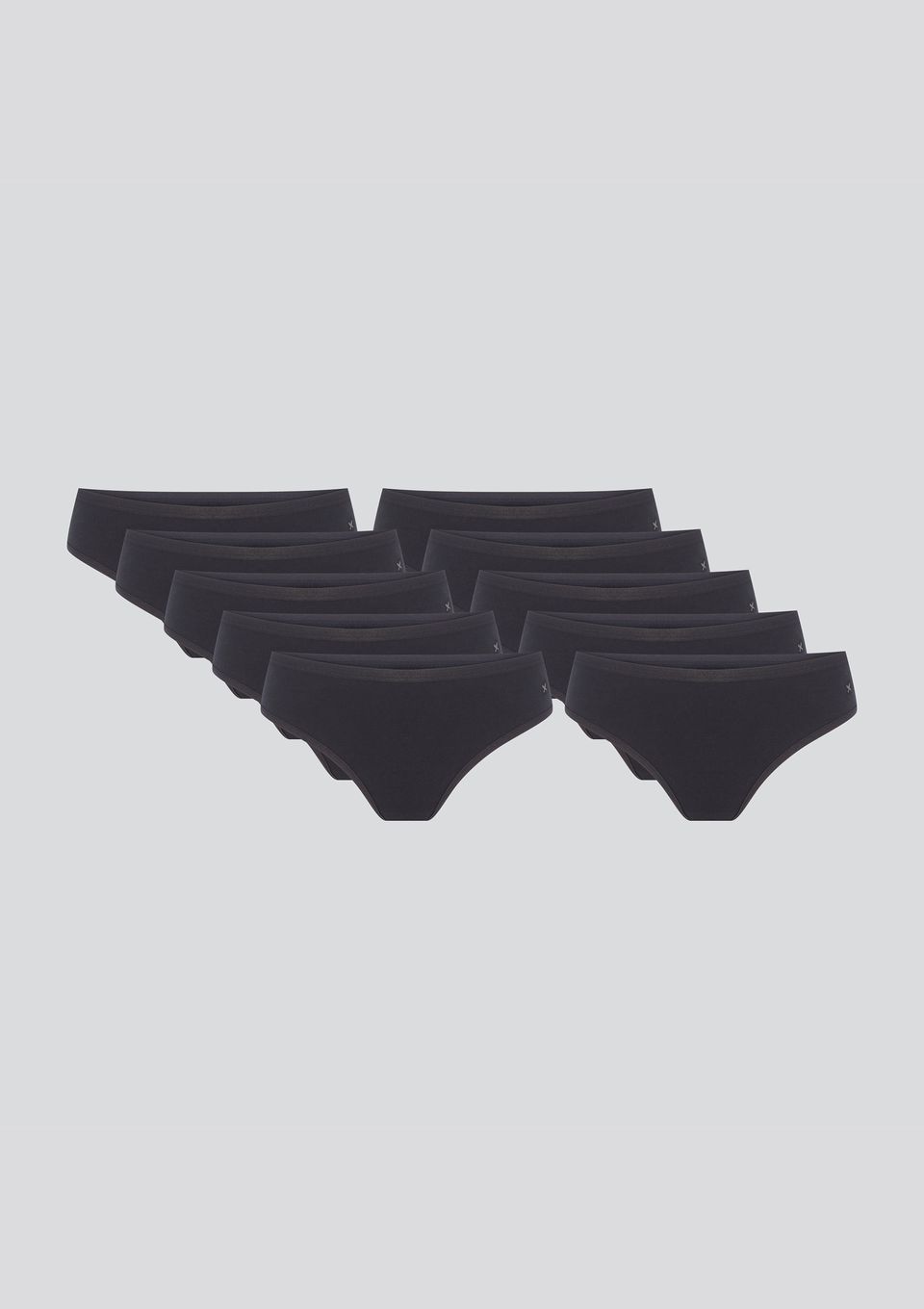 Kit 10 Calcinhas Básicas Biquíni em Algodão - Preto