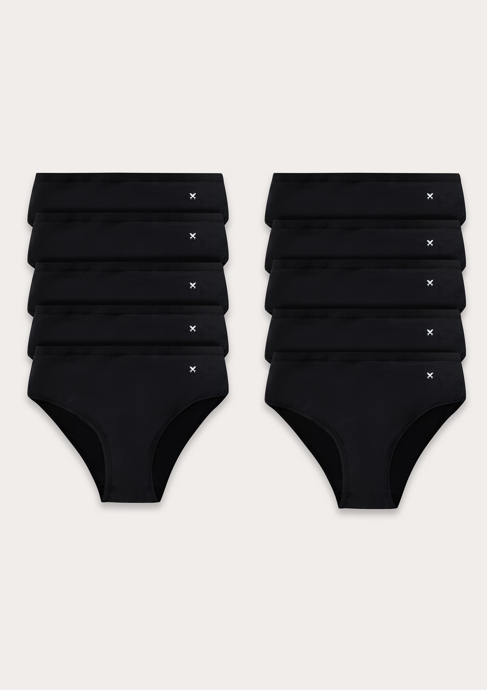 Kit 10 Calcinhas Básicas Caleçon Em Algodão - Preto
